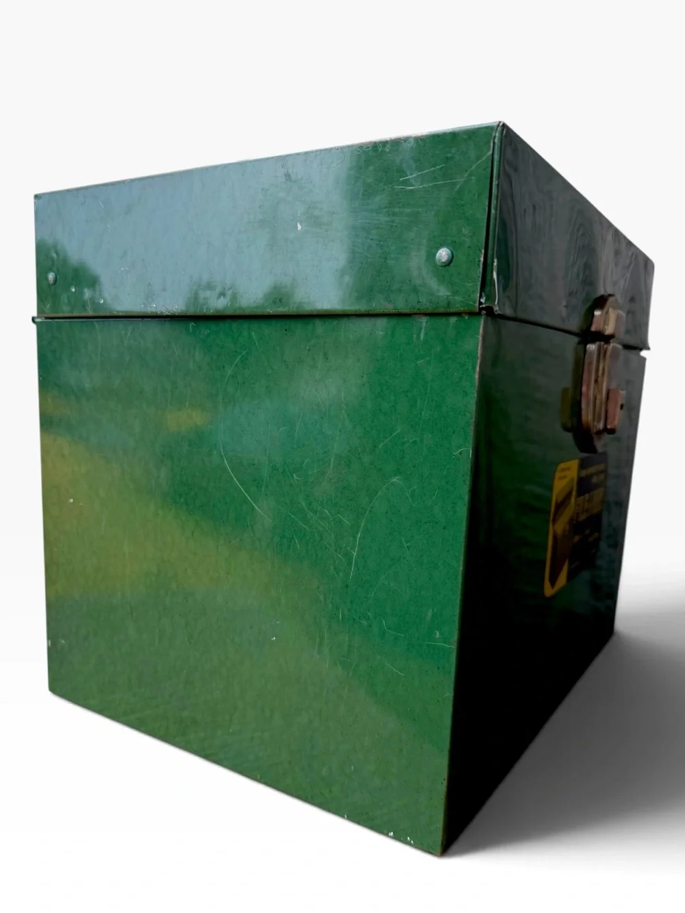 Vintage 1960s File-A-Way Green Metal Storage Box with Locking Latch
